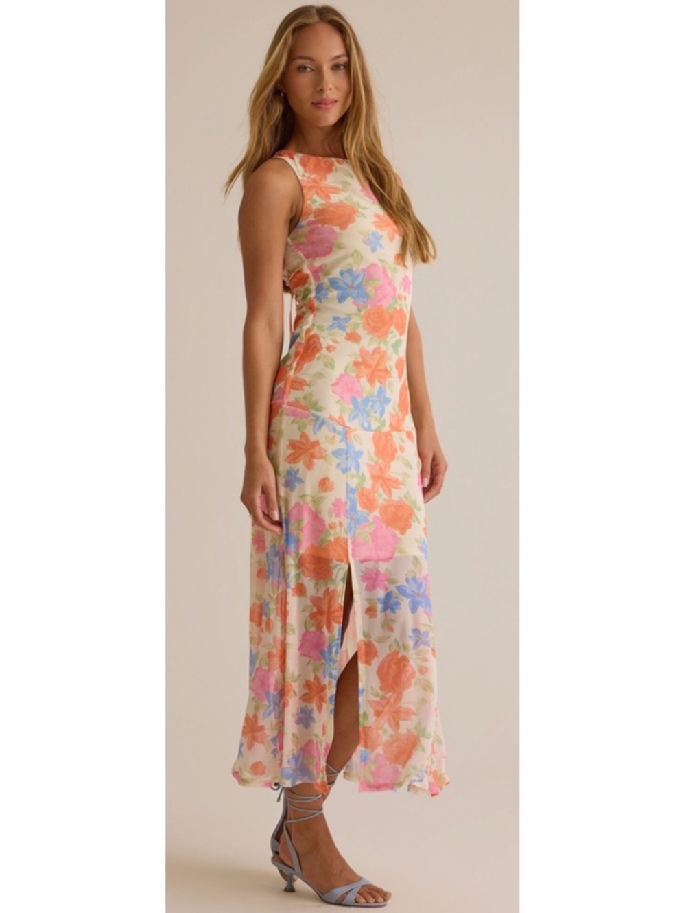 Altar’d State Floral Sleeveless Maxi Dress with Back Tie